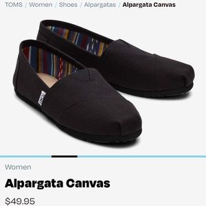 Toms Black Canvas Slip Ons NWT